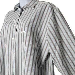 Faconnable Mens Striped Long Sleeve Button Down Shirt Size L 100 Cotton Made USA